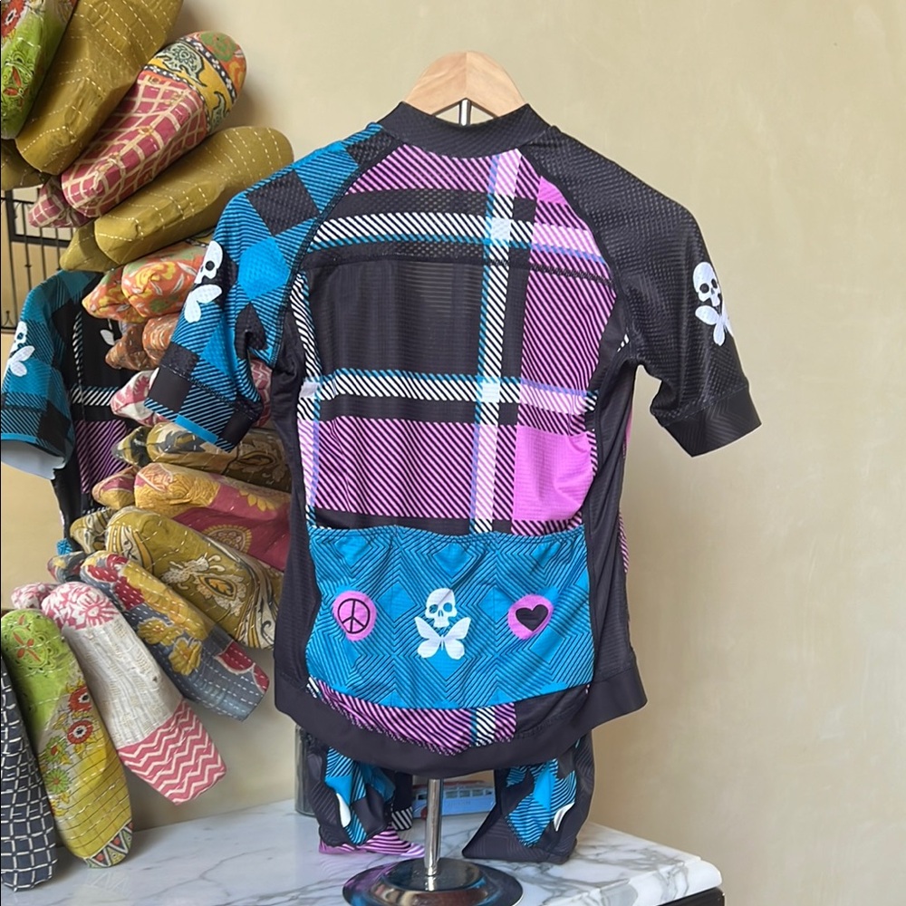 Tartan Plaid Cycling Kit Betty designs Blue-Lilac - Picture 7 of 9